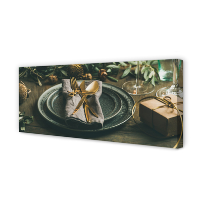 Canvas print Covered plates balls gifts