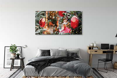 Canvas print Snow baubles christmas trees