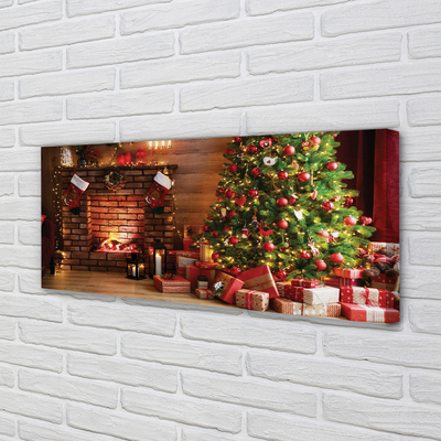 Canvas print Gifts christmas lights fireplace