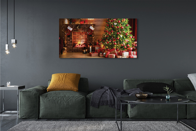 Canvas print Gifts christmas lights fireplace