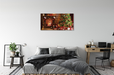 Canvas print Gifts christmas lights fireplace