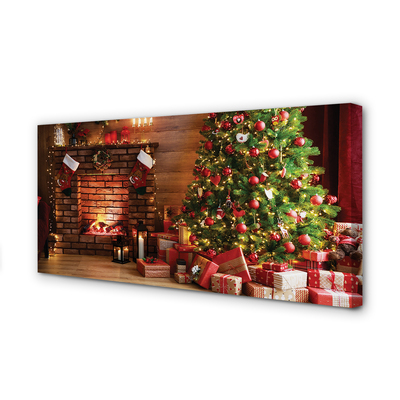 Canvas print Gifts christmas lights fireplace