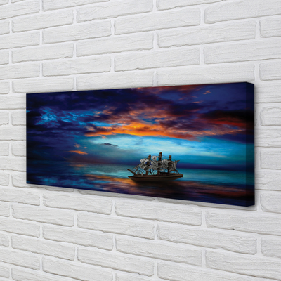 Canvas print Clouds night sea ship