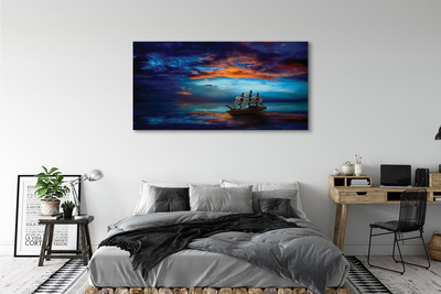 Canvas print Clouds night sea ship