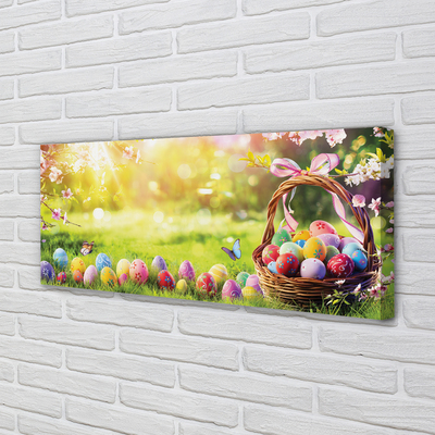 Canvas print Basket egg flower meadow