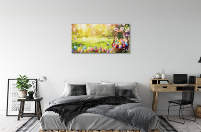 Canvas print Basket egg flower meadow