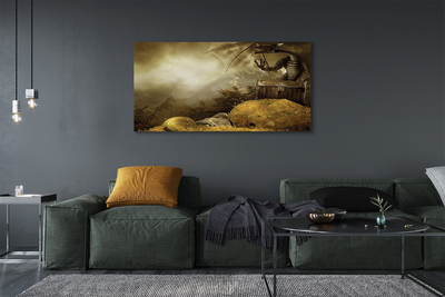 Canvas print Cloud dragon mountain gold