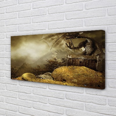 Canvas print Cloud dragon mountain gold