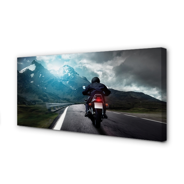 Canvas print Road mountain man sky