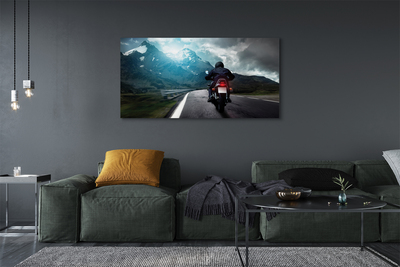 Canvas print Road mountain man sky