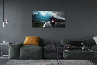 Canvas print Road mountain man sky