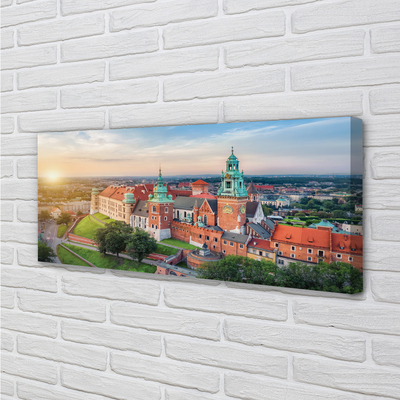 Canvas print Krakow castle sunrise panorama