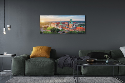 Canvas print Krakow castle sunrise panorama