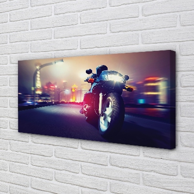Canvas print Sky city motorcycle