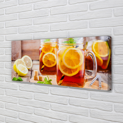 Canvas print Tea cold citrus straws