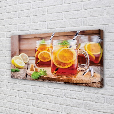 Canvas print Tea cold citrus straws