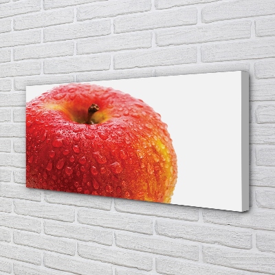 Canvas print Water drops on apple