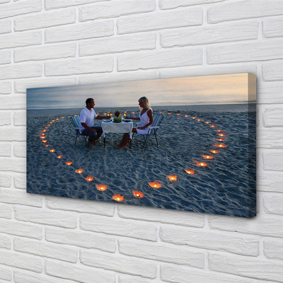 Canvas print Heart with a pair of candles sea