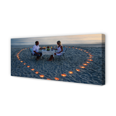 Canvas print Heart with a pair of candles sea