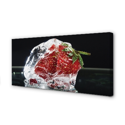 Canvas print Strawberries in ice cube