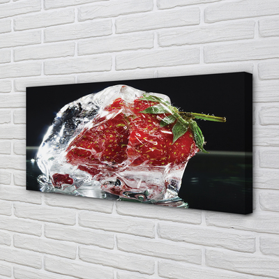 Canvas print Strawberries in ice cube