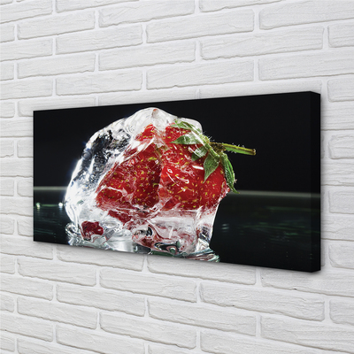 Canvas print Strawberries in ice cube