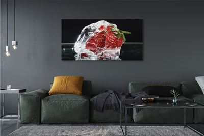 Canvas print Strawberries in ice cube