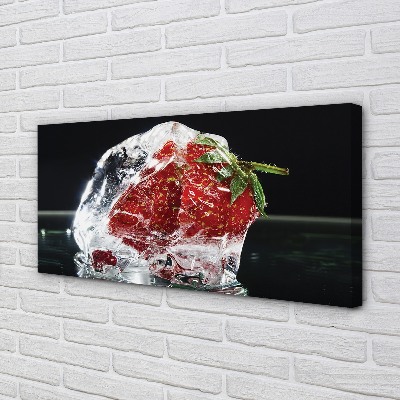 Canvas print Strawberries in ice cube