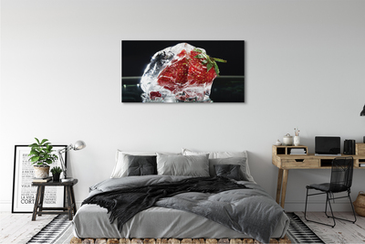 Canvas print Strawberries in ice cube
