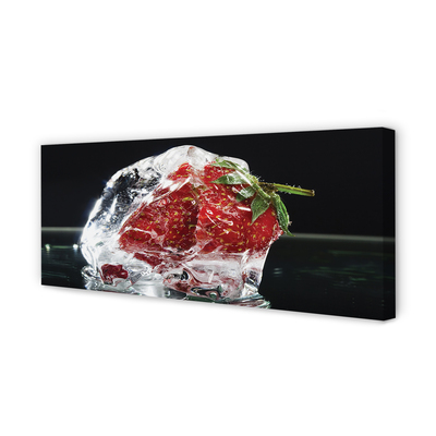 Canvas print Strawberries in ice cube