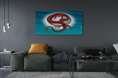 Canvas print Japanese dragon moon sky