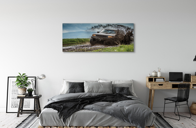 Canvas print Car wolkenberge field