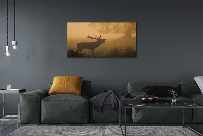 Canvas print Rising of the sun deer