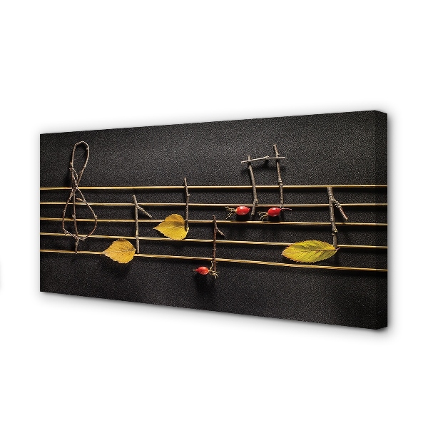 Canvas print Notes with sticks and leaves