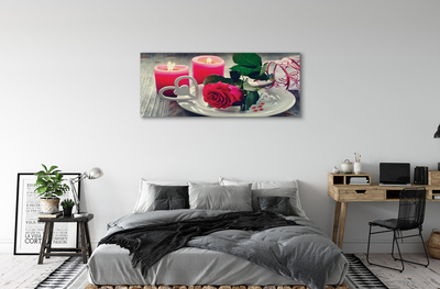Canvas print Rose heart candle