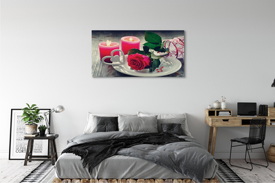 Canvas print Rose heart candle