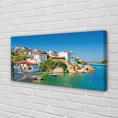 Canvas print Building greece coast