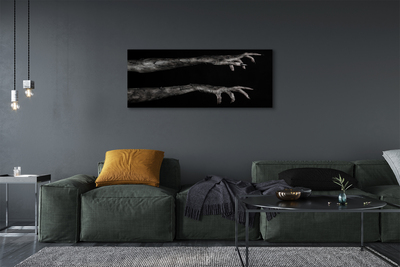 Canvas print Black background dirty hands