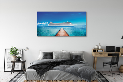 Canvas print The ship was sea sky