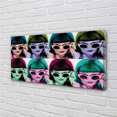 Canvas print Female hair colored glasses
