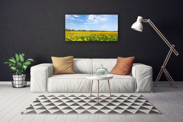 Canvas print Dandelion meadow landscape yellow blue