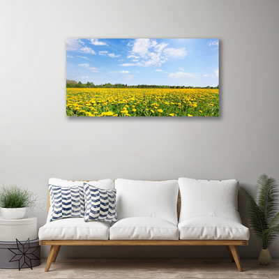 Canvas print Dandelion meadow landscape yellow blue