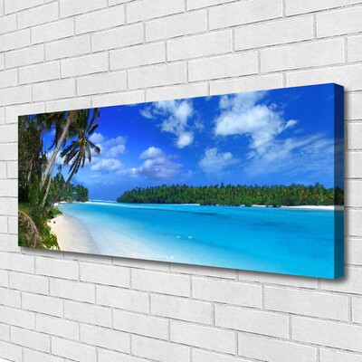 Canvas print Beach palms south sea landscape blue green