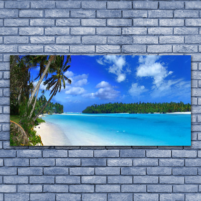 Canvas print Beach palms south sea landscape blue green