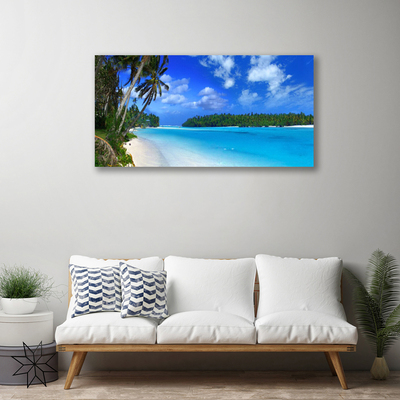 Canvas print Beach palms south sea landscape blue green