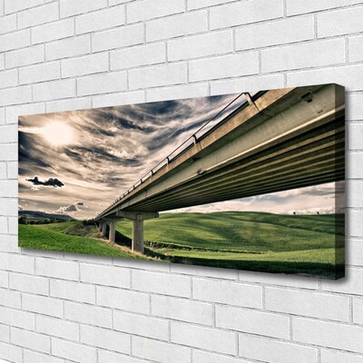 Canvas print Highway bridge valley architecture green sepia blue