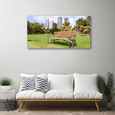 Canvas print Park skyscrapers nature green brown blue