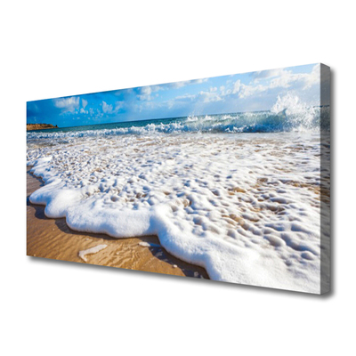 Canvas print Beach cliff sea sand nature blue brown