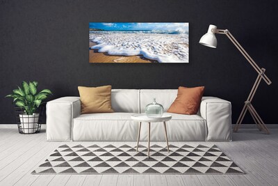 Canvas print Beach cliff sea sand nature blue brown