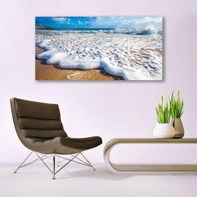 Canvas print Beach cliff sea sand nature blue brown